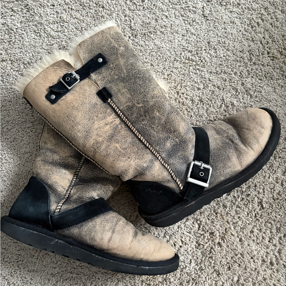 UGG Black and Tan Winter Boots